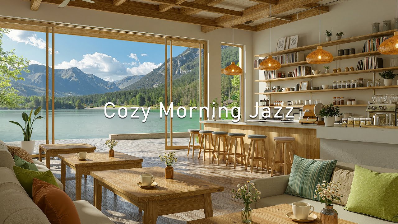 Quiet Spring Lakeside Cafe | Soothing Morning Jazz with Natural Sound for Relaxation & Stress Relief