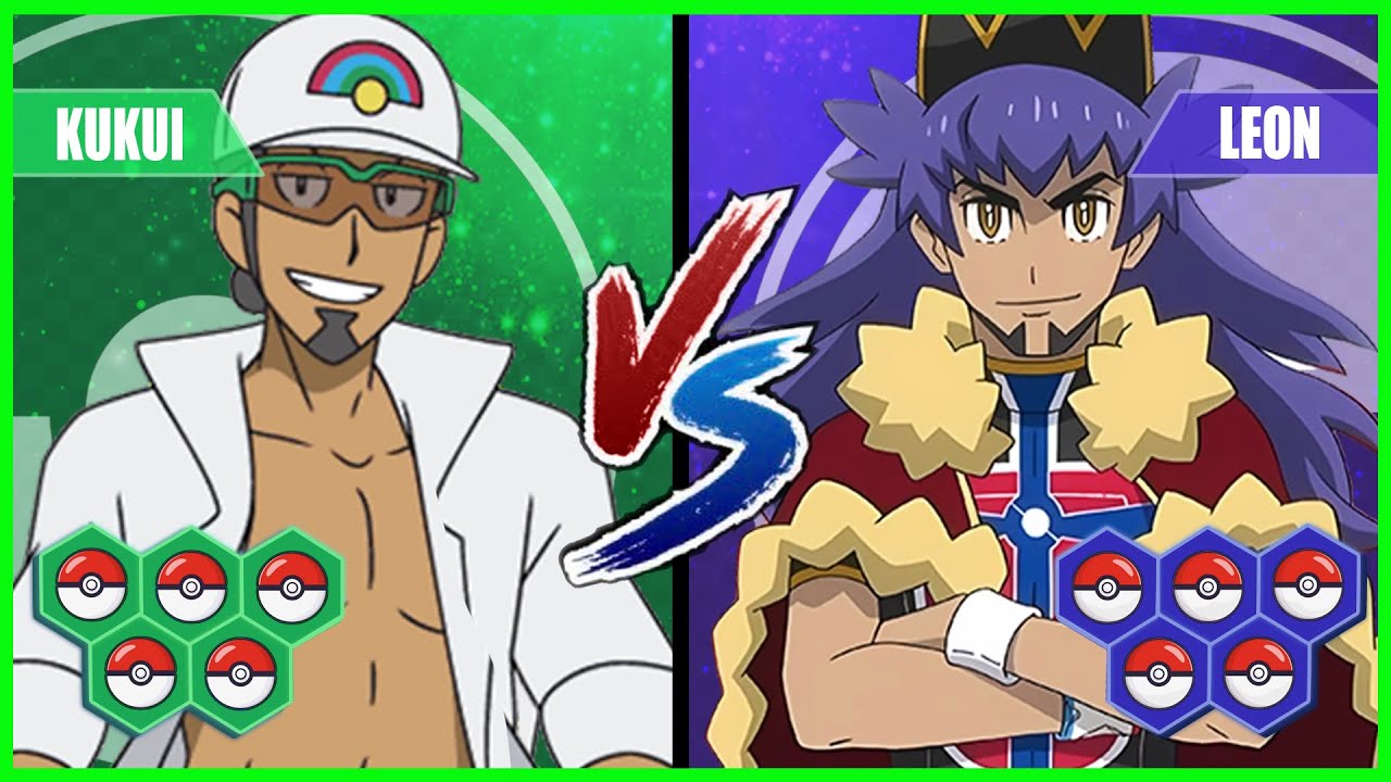 Pokemon Battle Pedia: Professor Kukui Vs Leon
