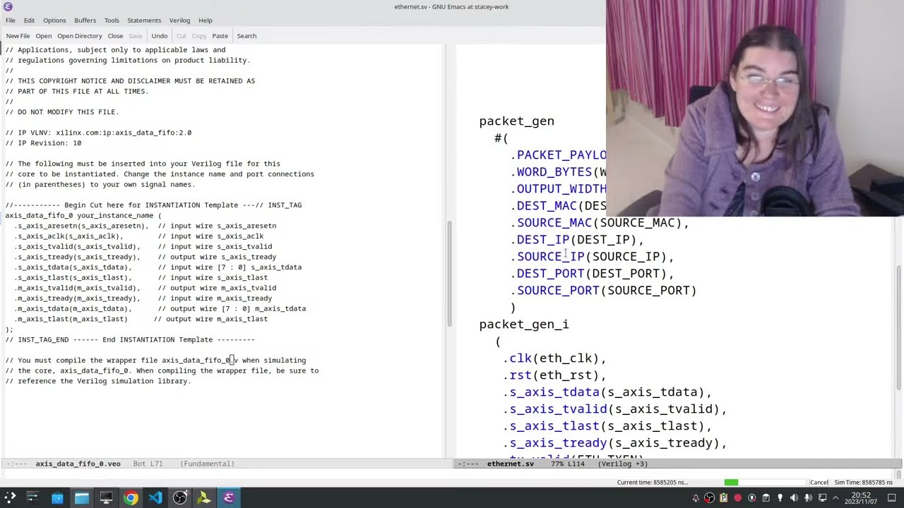 More Ethernet coding live, this time a testbench!