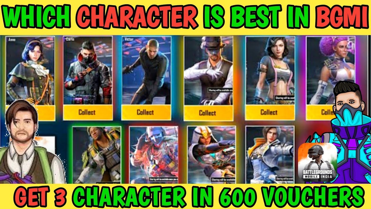 Which Character Is BEST in Bgmi🔥| Andy vs Carlo|Free Character|How to Get Character Vouchers in Bgmi