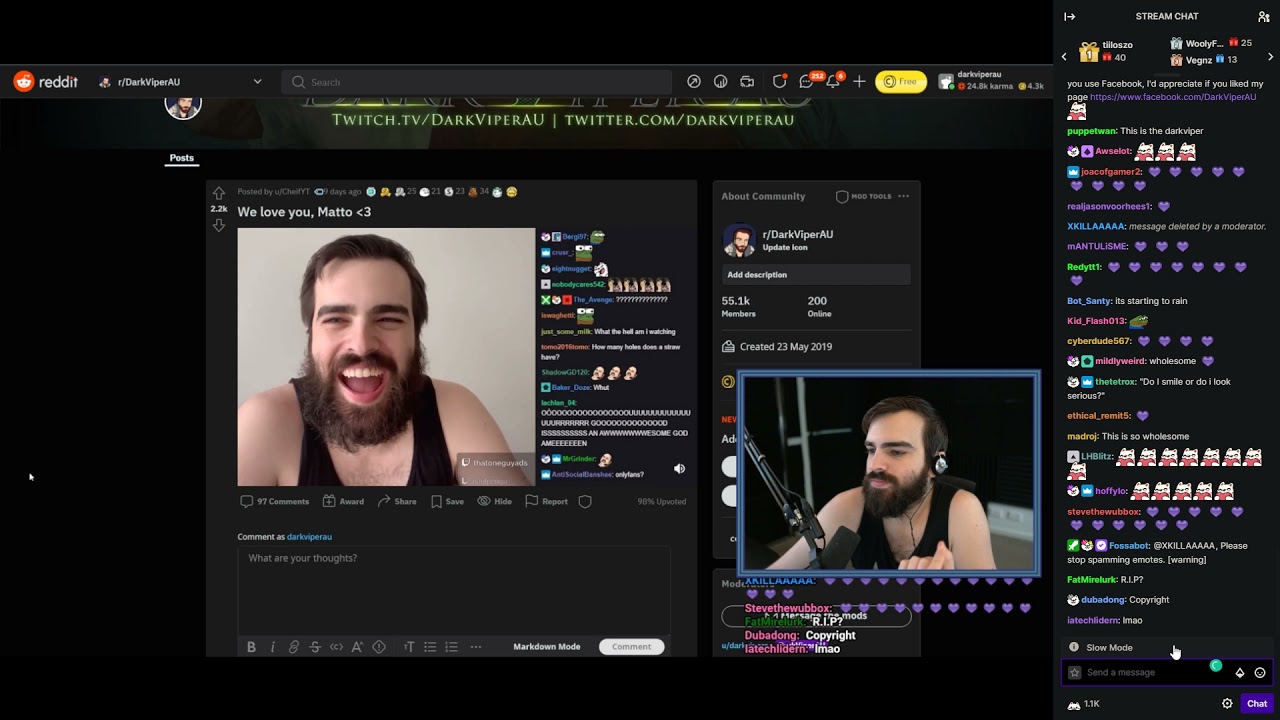 DarkViperAU Cries On Stream