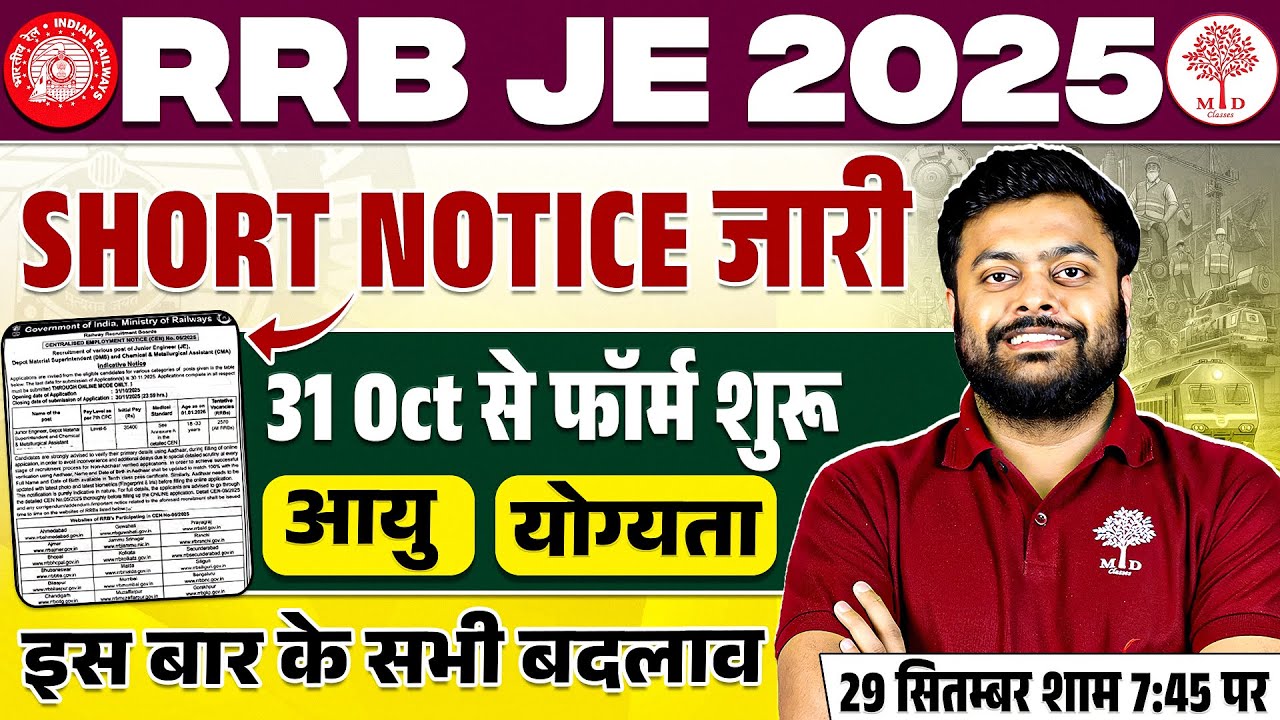 🔥RRB JE VACANCY 2025 NOTICE | RRB JE NEW VACANCY 2025 | RRB JE VACANCY/SYLLABUS /AGE/ EXAM PATTERN