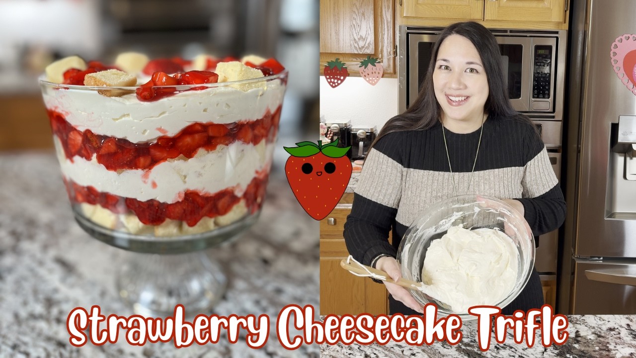 Simple Showstopping Strawberry Cheesecake Trifle 🍓