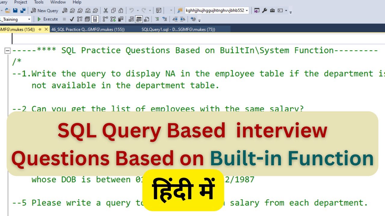 46 Hindi SQL Practice Questions based on Built in function\System Function & Joins by @PandeyGuruji