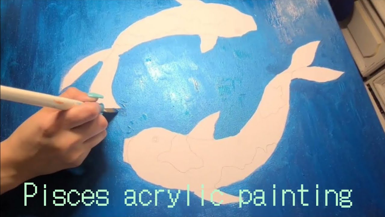 ♓️ Pisces (Koi fish) acrylic painting // Beautiful metallic colors