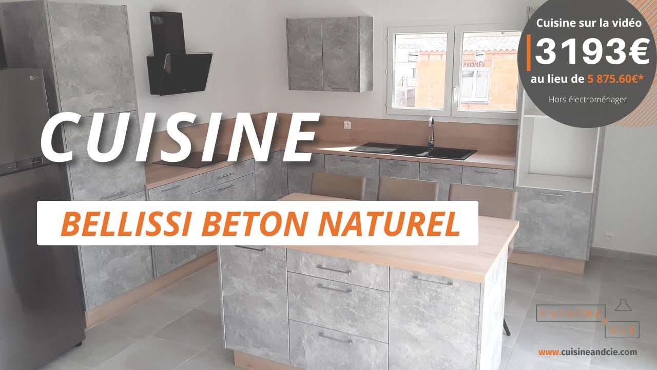Cuisine équipée effet béton brut très tendance