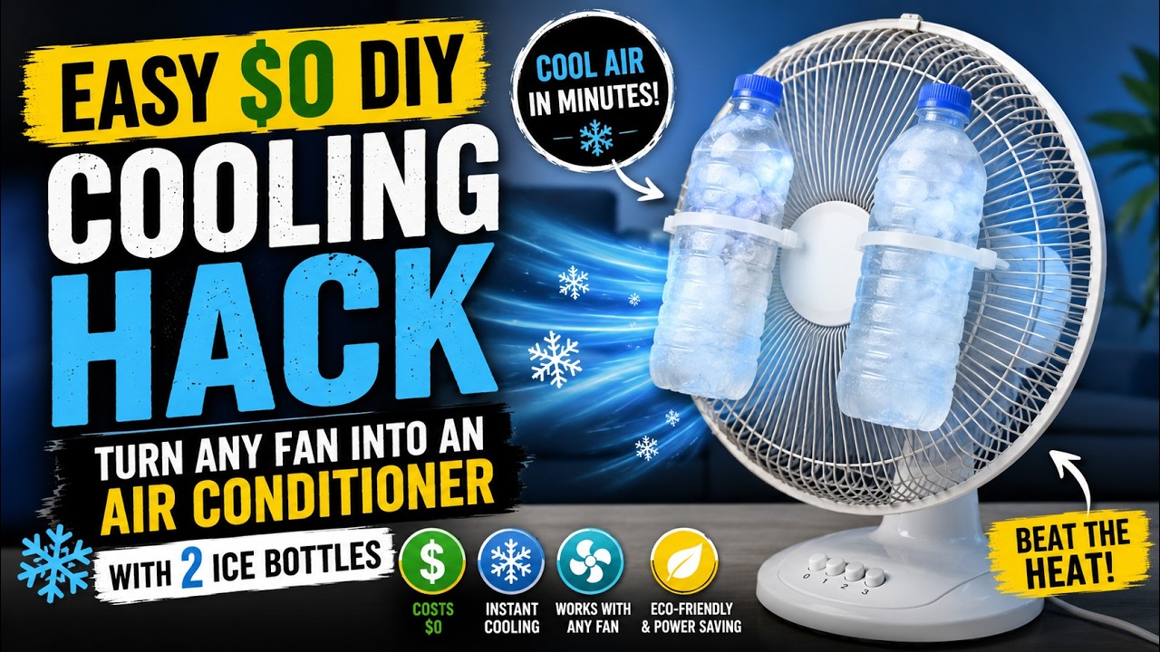 Easy $0 DIY Cooling Hack, Turn Any Fan Into an Air Conditioner with 2 Ice Bottles