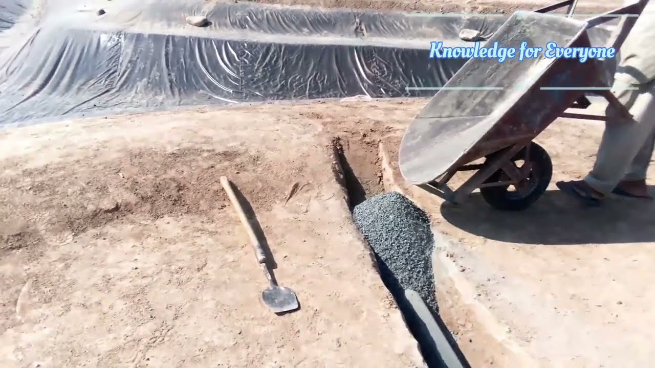 Subsurface Drainage system complete installation in Sand bunker. Golf course construction.