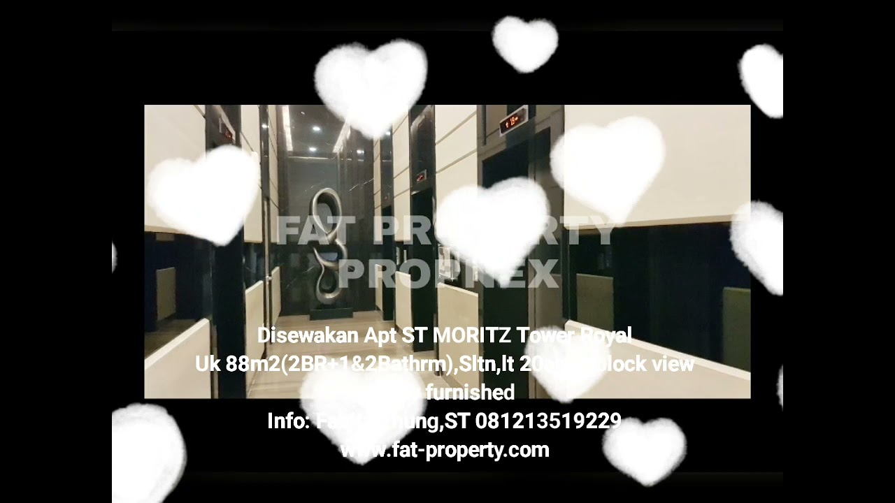 Disewakan Apt ST MORITZ Tower Royal 88m2(2BR+1),Lt 20an,unblock view,Rp 80jt/thn