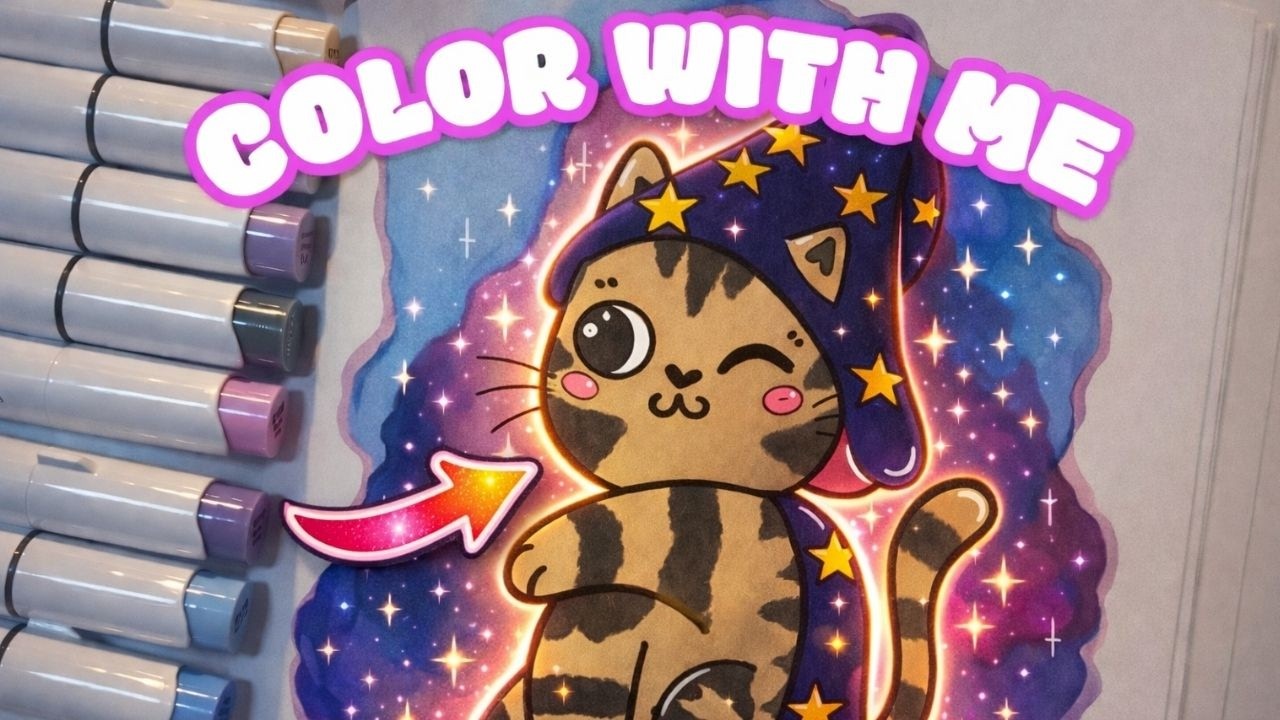 ASMR Coloring Wizard Cat✨🤩| Color With Me