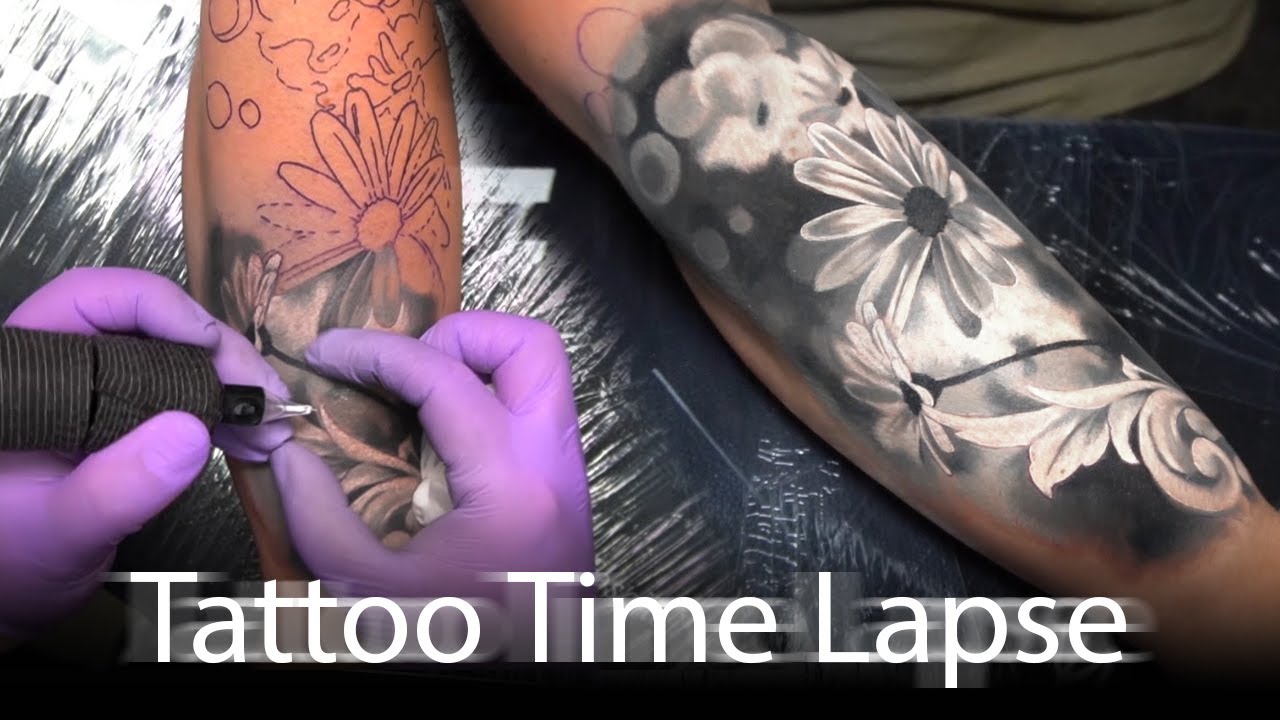 TATTOO TIME LAPSE | DAISIES| MICHAEL KOSCHEL ART