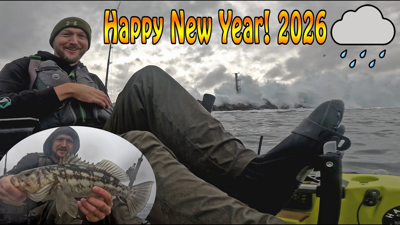 Kayak Fishing- King Tides, Big Waves and Rain(Happy New Year 2026!)