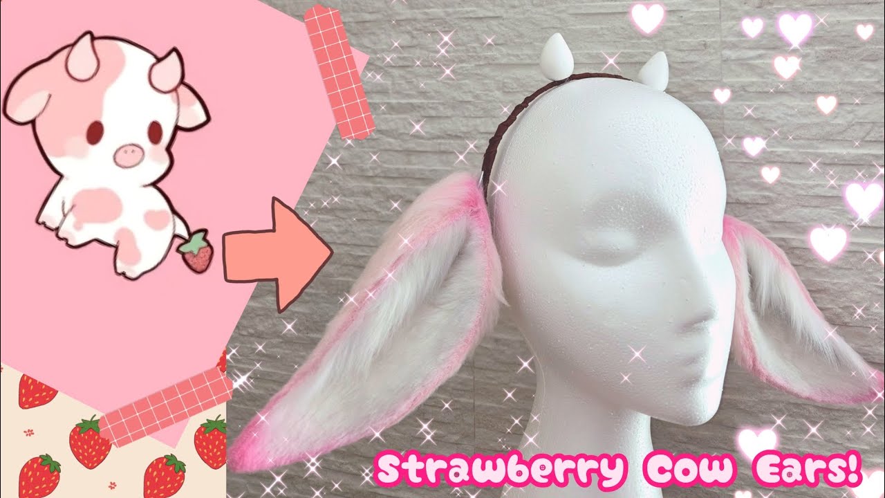 Making Adorable Strawberry Cow Ears!❤🍓🐄 