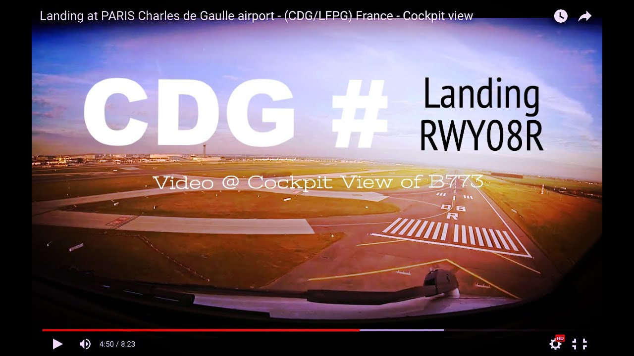 Landing @ PARIS - Charles de Gaulle airport (CDG/LFPG) France  # Cockpit view - RWY08R