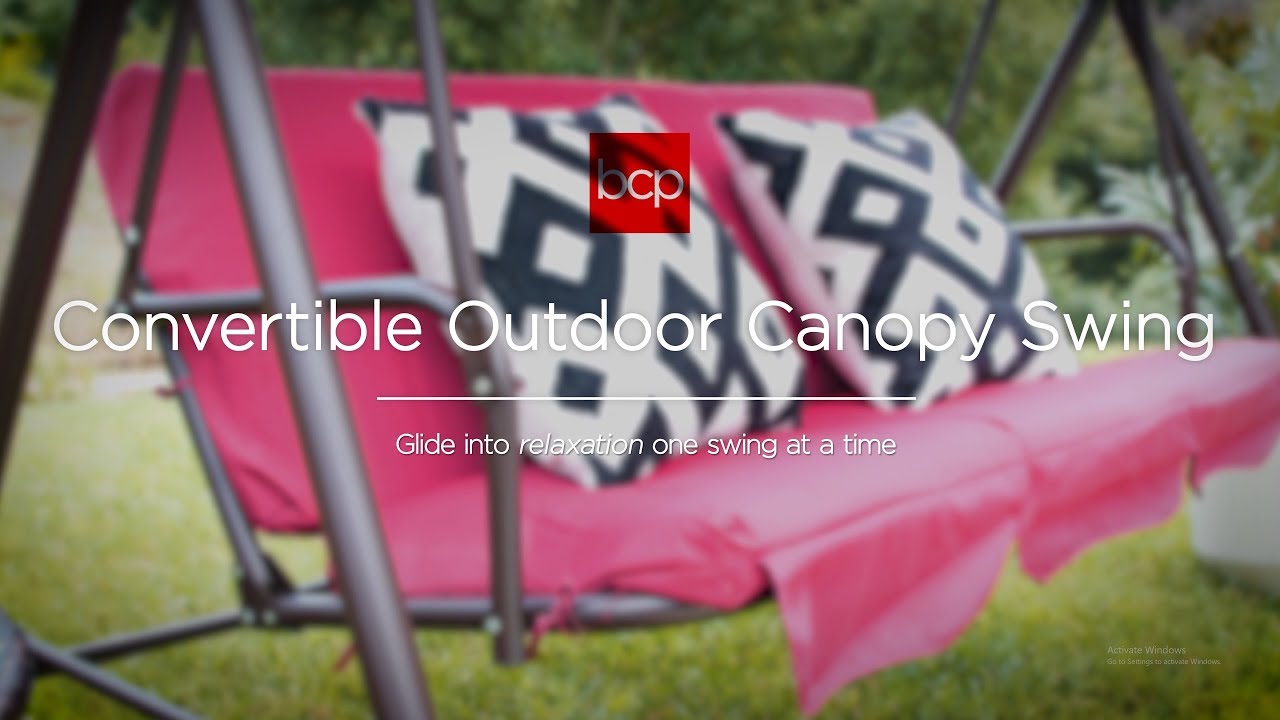 SKY3705 2-Person Outdoor Large Convertible Canopy Swing Glider Lounge Chair