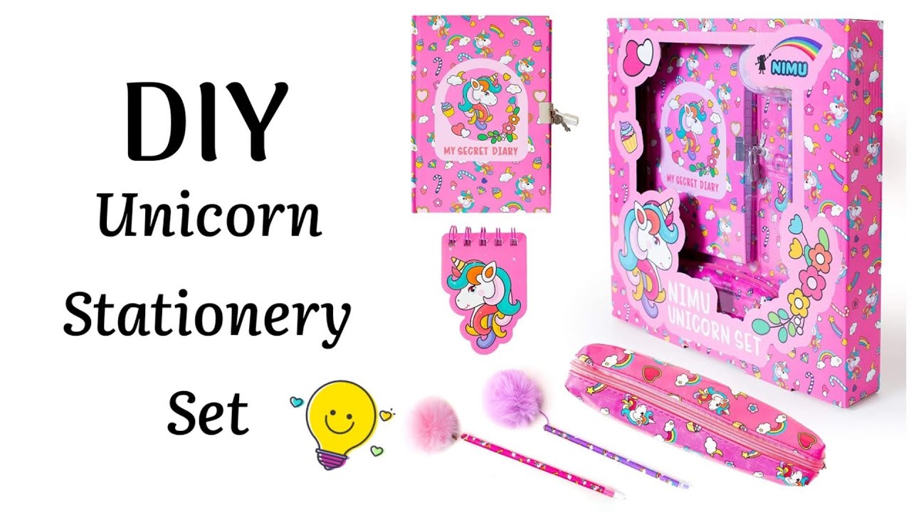 DIY unicorn stationery set//Stationery set//DIY school supplies//Back to school
