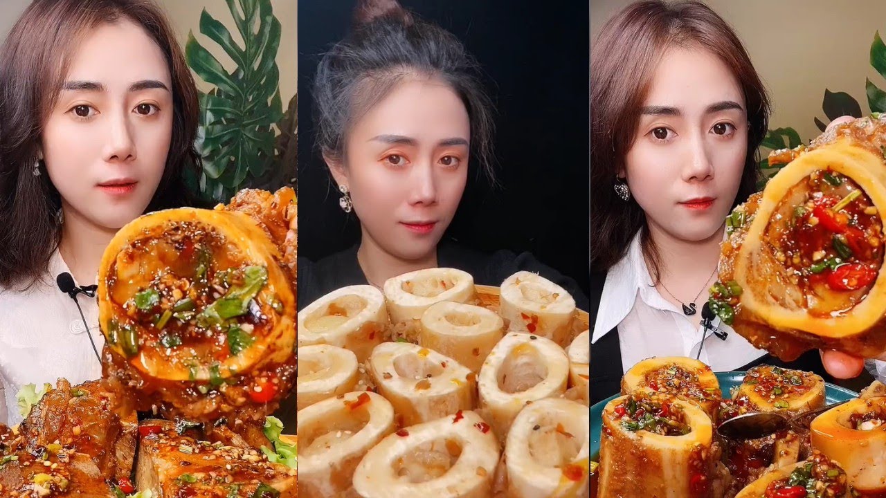 ASMR MUKBANG CHINA EAT BEEF BONE MARROW, TH&Aacute;NH ĂN TUỶ XƯƠNG CAY, 吃牛骨髓, 골수를 먹다 #173