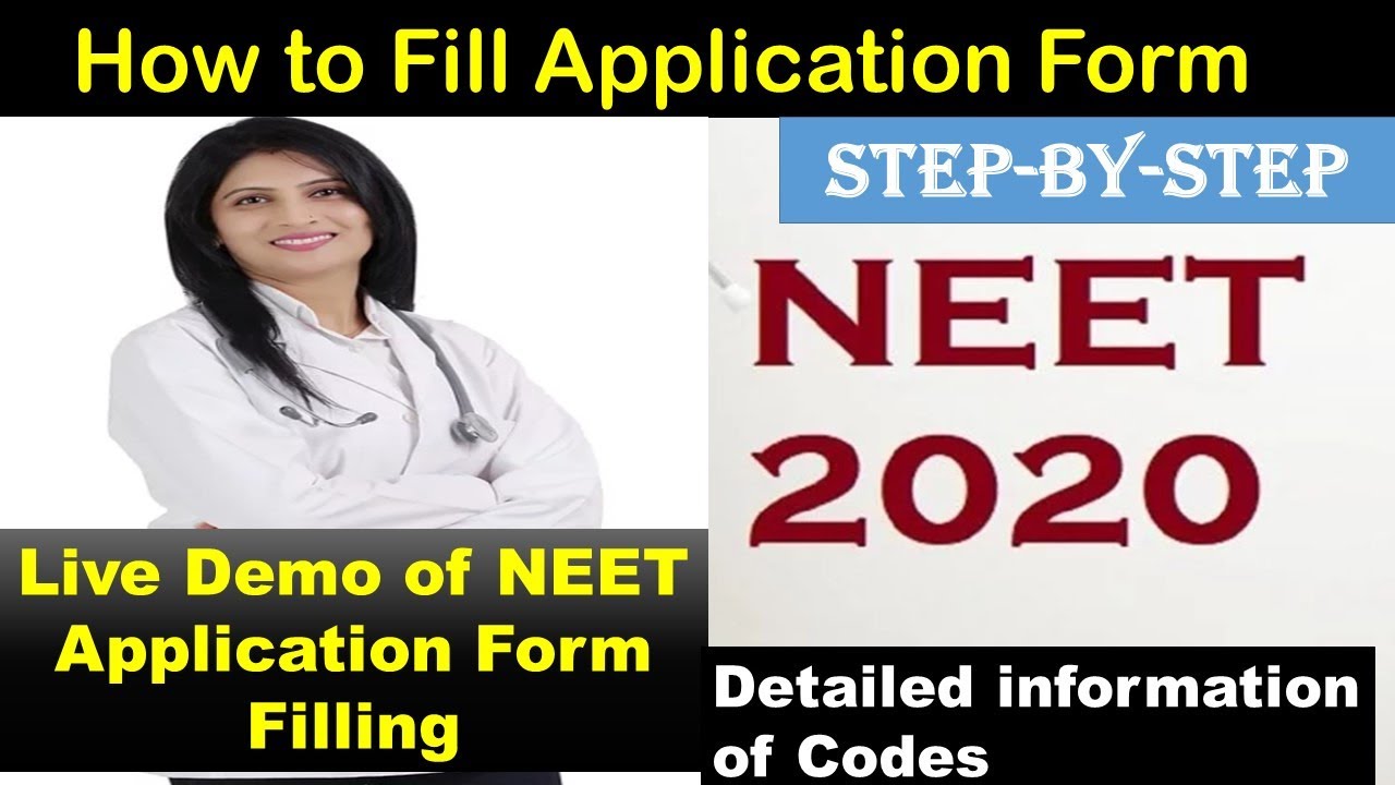 Live Demo of NEET 2020 Application form- neet 2020 | Codes for all cases Explanied