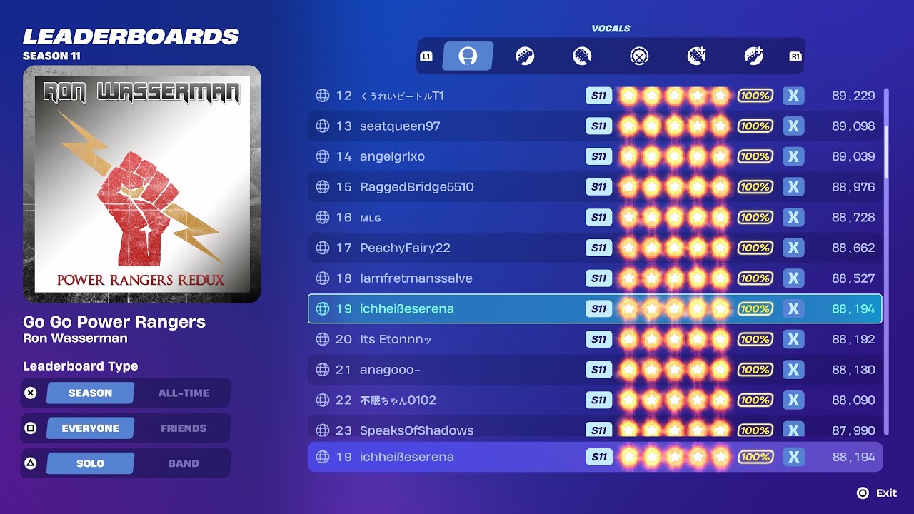 [Fortnite Festival S11] Go! Go! Power Rangers 100% FC Expert Vocals