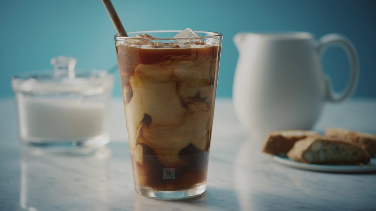 Iced double espresso with milk