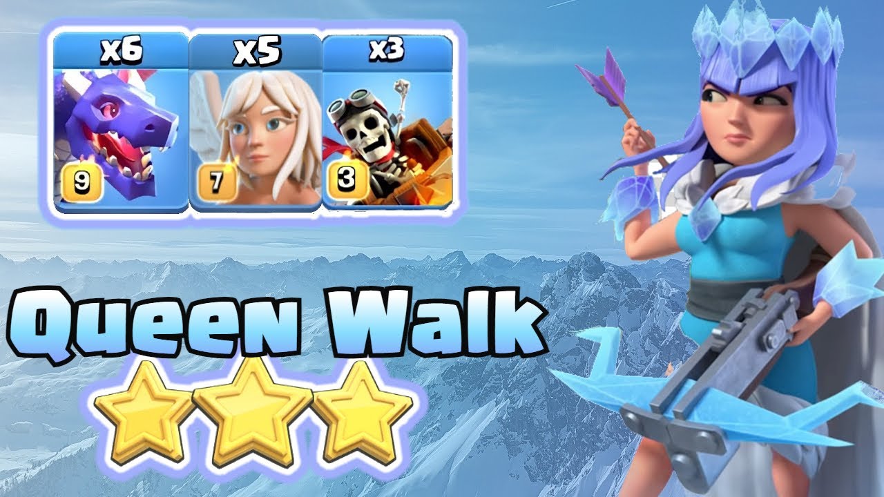 👯🐲 QUEEN WALK CON DRAGONES 👯🐲 3 ESTRELLAS CLASH OF CLANS