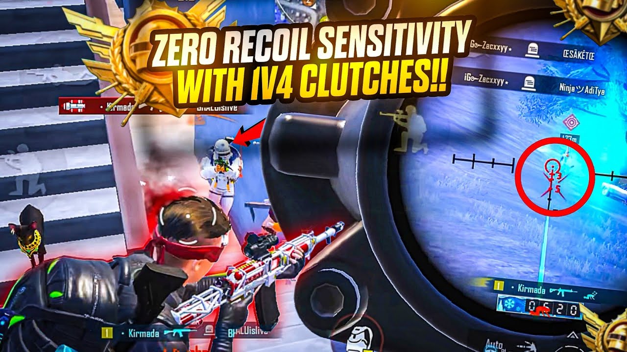 Some Crazy Spray With 1v4 Clutches (Ultimate Royal) Zero Recoil Sensitivity!!🔥😱| BGMI/PUBG Mobile |