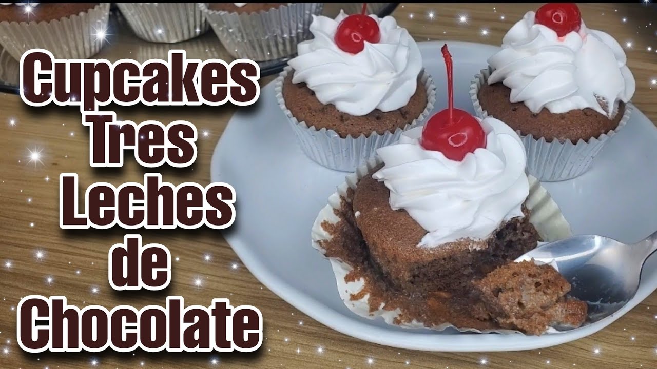 Cupcakes 3 Leches de Chocolate 🍫 🧁 Facil y Delicioso