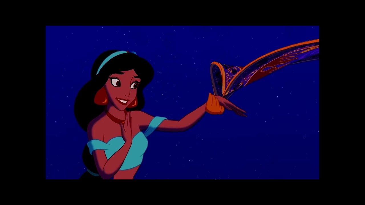 Jasmine meets the magic carpet Aladdin