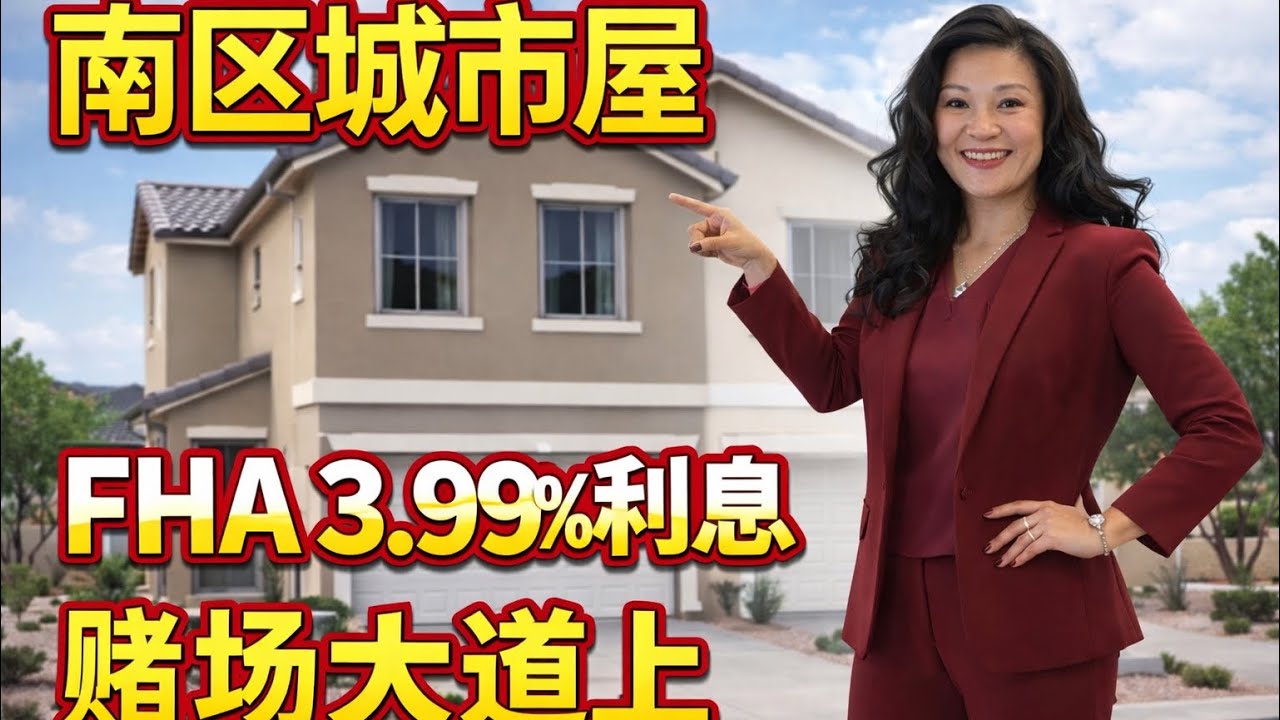 拉斯维加斯南区城市屋｜4.25%30年利率｜就在赌城大道旁的新房机会1370 呎3房2.5浴2层2车库March 14, 2026 #221Vandalia