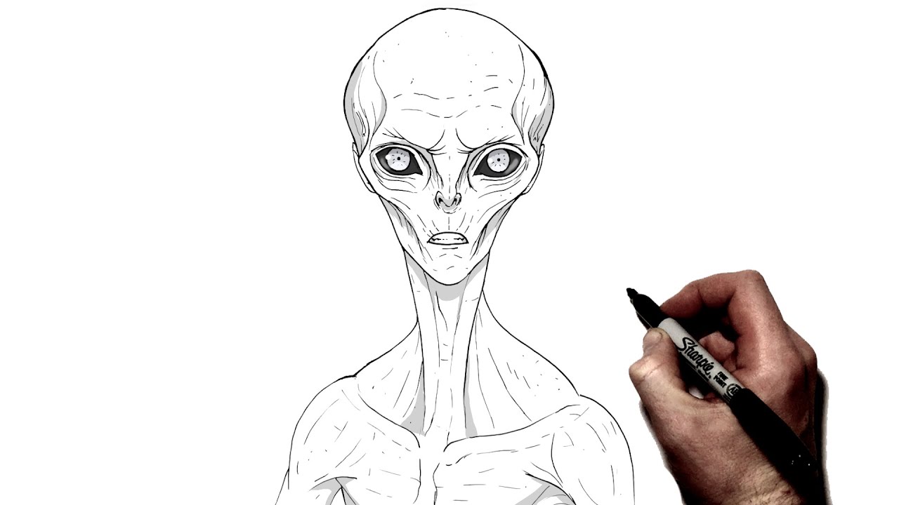 How To Draw A Grey Alien | Step By Step |
