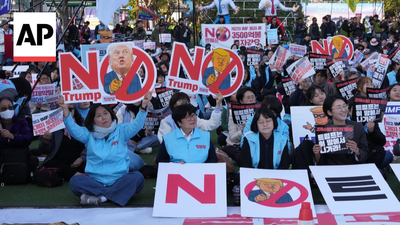 Protests against Trump erupt outside APEC summit in South Korea