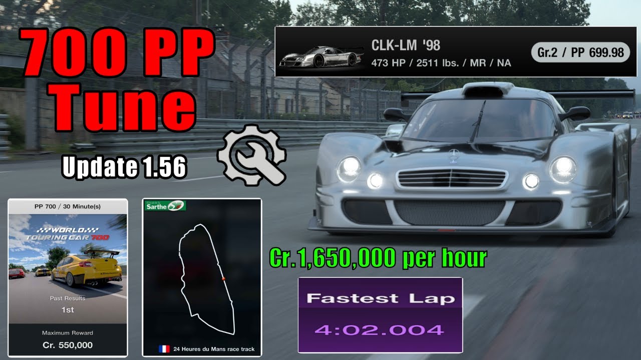 GT7|Mercedes-Benz CLK LM '98|Le Mans 700pp Build|1.56