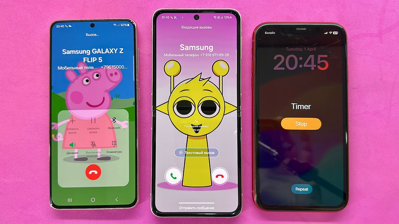 Incoming Call Alarm Clock & Timer vs WhatsApp & IPhone 11Pro, Samsung Z Flip3, S21