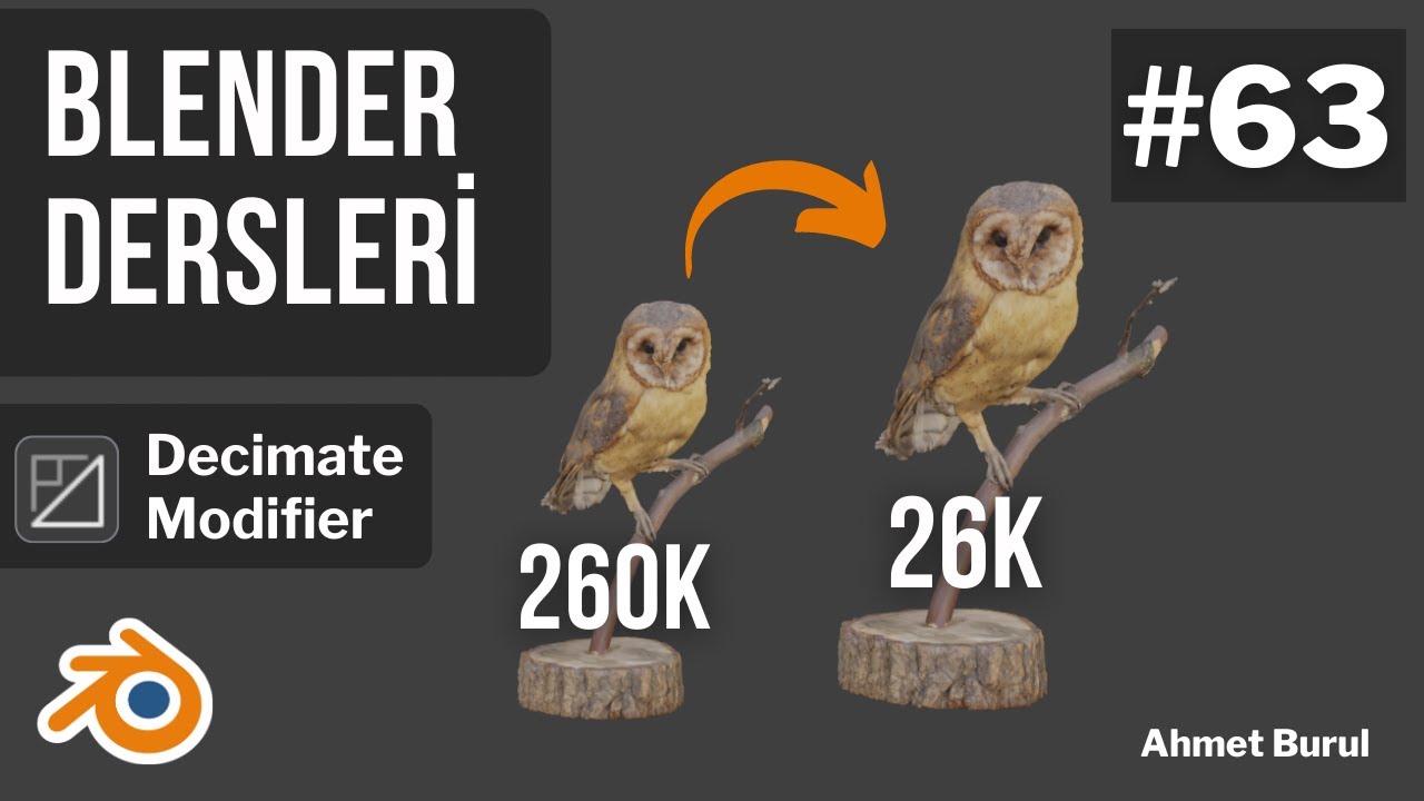 Blender Dersleri - Decimate Modifier - 100 Derste Blender 3D #63
