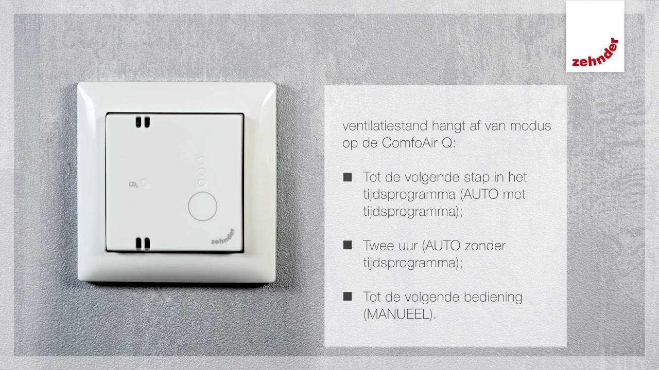 Zehnder CO2 sensor met ComfoAir Q    Ventilatiestand instellen