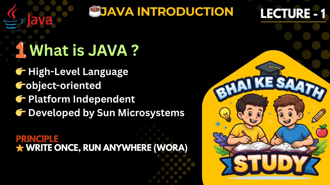 Java Introduction | Lecture 1 | What is Java ? | principle - WORA