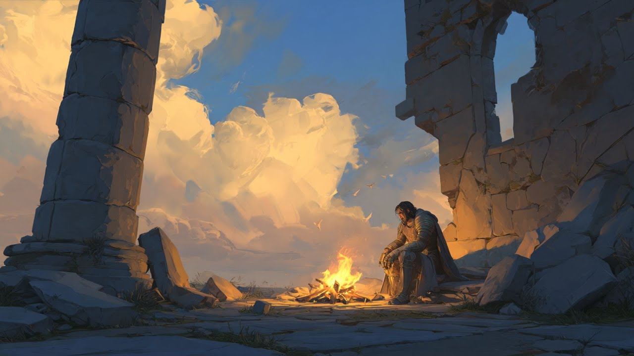 "Wanderer’s Refuge – Soothing Fantasy Music by the Fire for Restful Study"