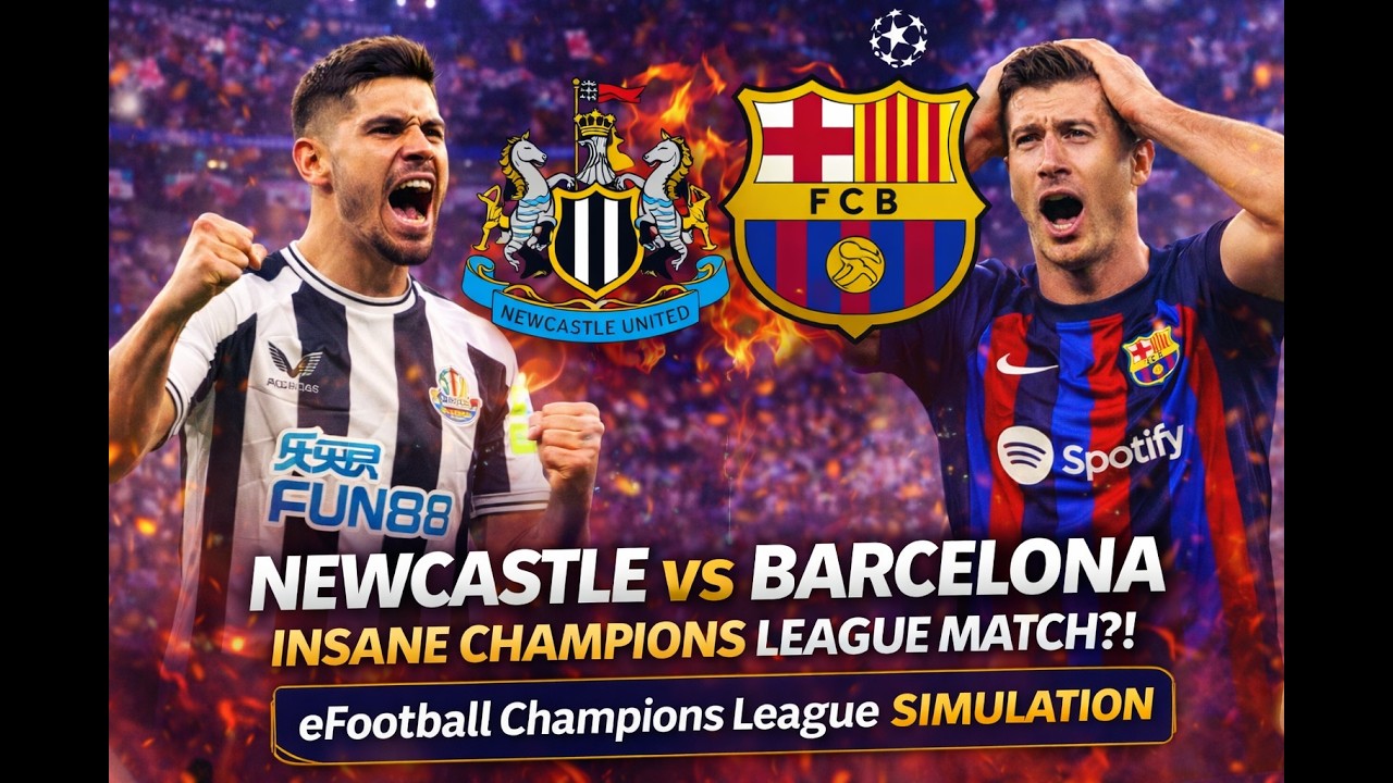 Could Barcelona Survive Newcastle? 😳 7 Goals in This eFootball Simulation!
