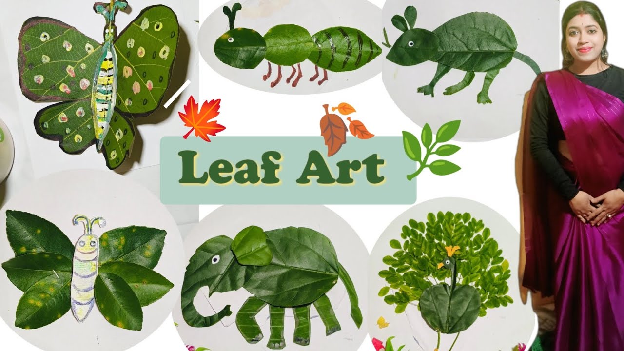 Leaf Art 🌿#Leaf art ideas for school project #craft idea from leaves #craft #diy #handmade #ytvedio 