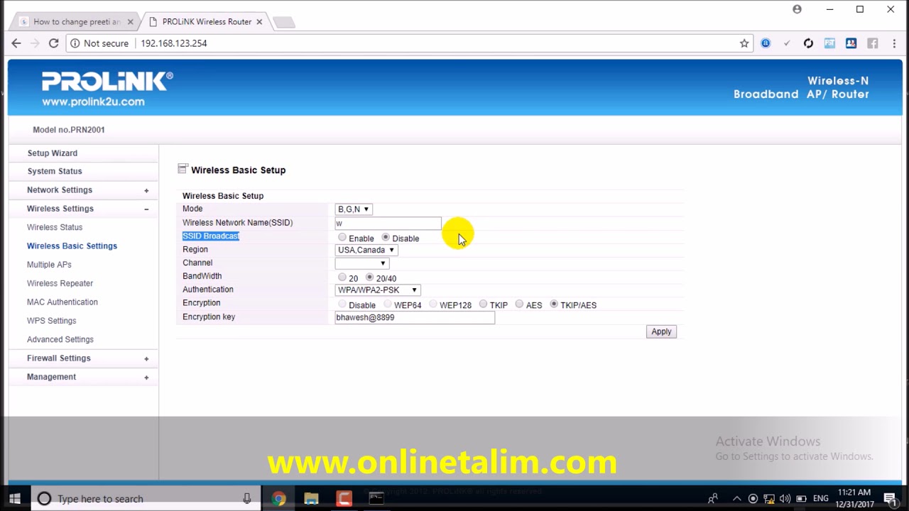 How to change wifi password and wifi name of Prolink router in very simple way video by  websoft it