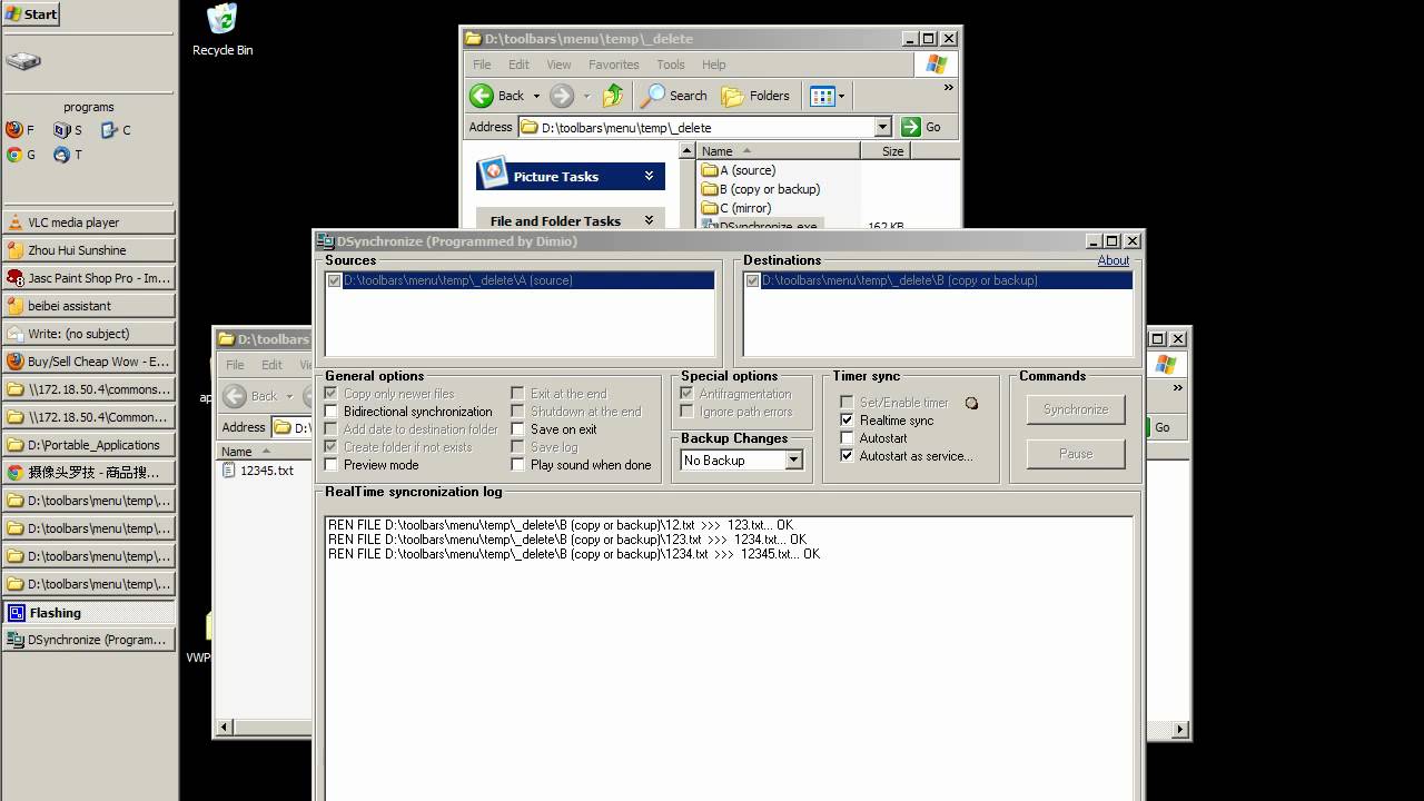 Dsynchronize: Automated, real time file backups and mirroring. Easy and Free