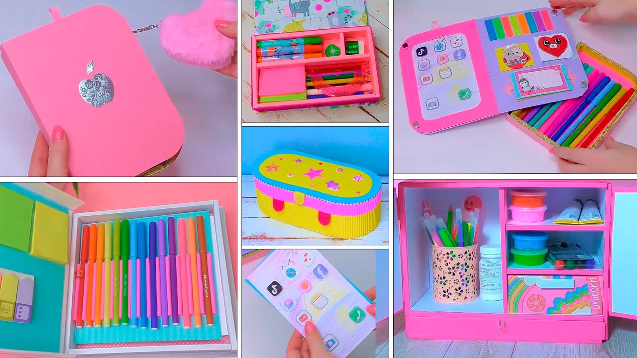 Cardboard + Colored Paper 🌟 6 amazing organizers & pencil cases Ideas