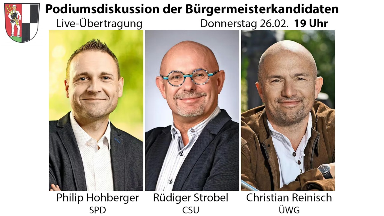 Podiumsdiskussion - Das Triell der Bürgermeisterkandidaten | 26.02.2026 um 19:00 Uhr