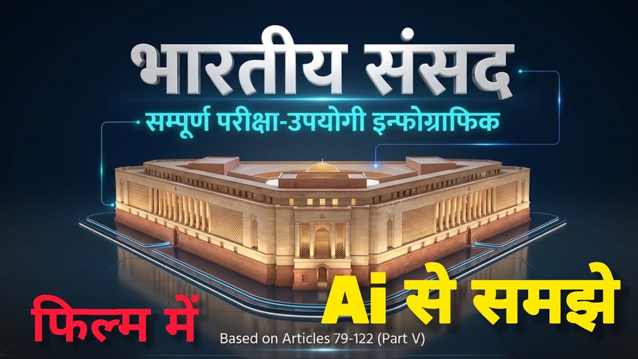 AI से पढ़िए संसद (Parliament)  | Lok Sabha, Rajya Sabha & President | Article 79 to 122 | Hindi 