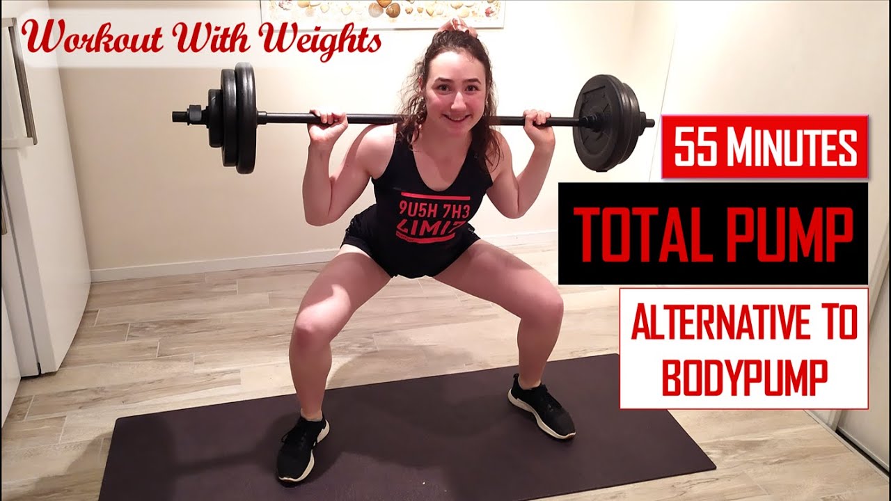 55 minutes FULL BODY TOTAL PUMP I Alternative to Bodypump I Barbell/Free Weights Workout at Home