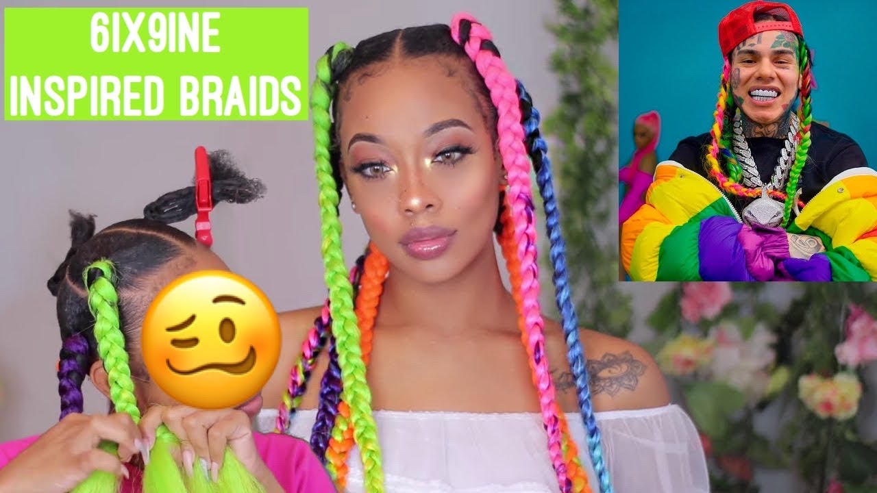 How to JUMBO Box Braids on 4c Hair- Colorful Braids!