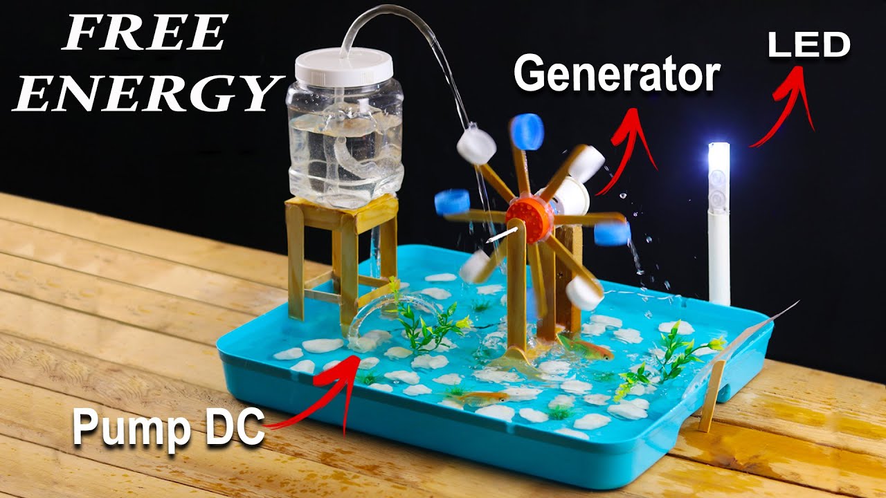 How to Make a Free Energy And Water Wheel For Aquarium - Build a Water Fountain DIY Very Easy