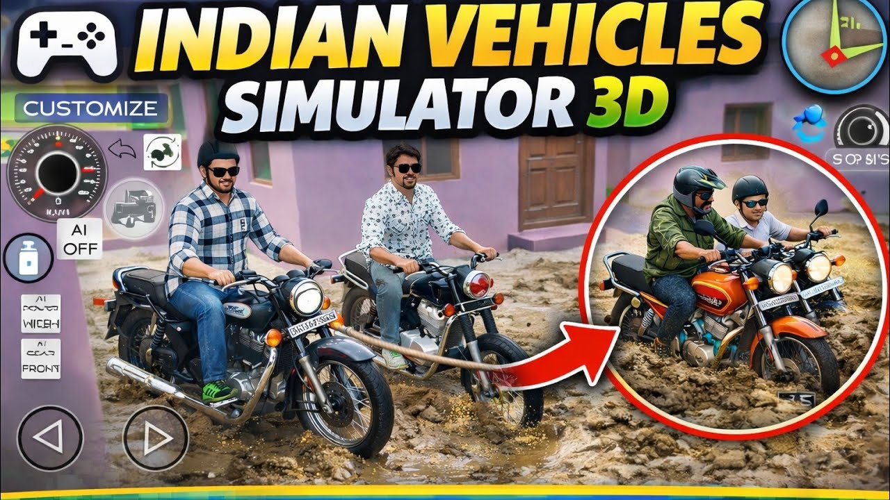 Bullet pulling splendor and ktm from muds|#indianvehiclessimulator3dgame #automobile 