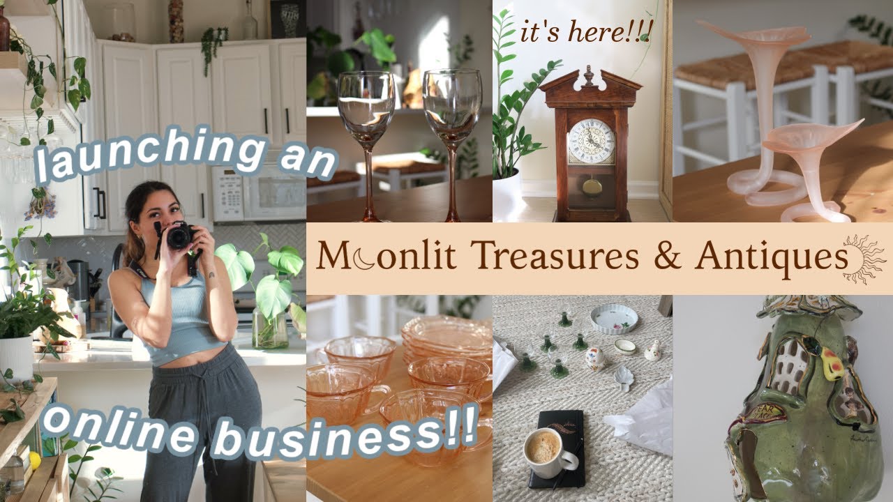 i opened my own antique store!!! Moonlit Vintage has LAUNCHED 🚀 haul, business info + more!!
