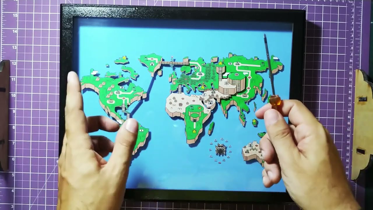 Transformei o Mapa do Super Mario World em um Quadro 3D Incrível! 🎮✨